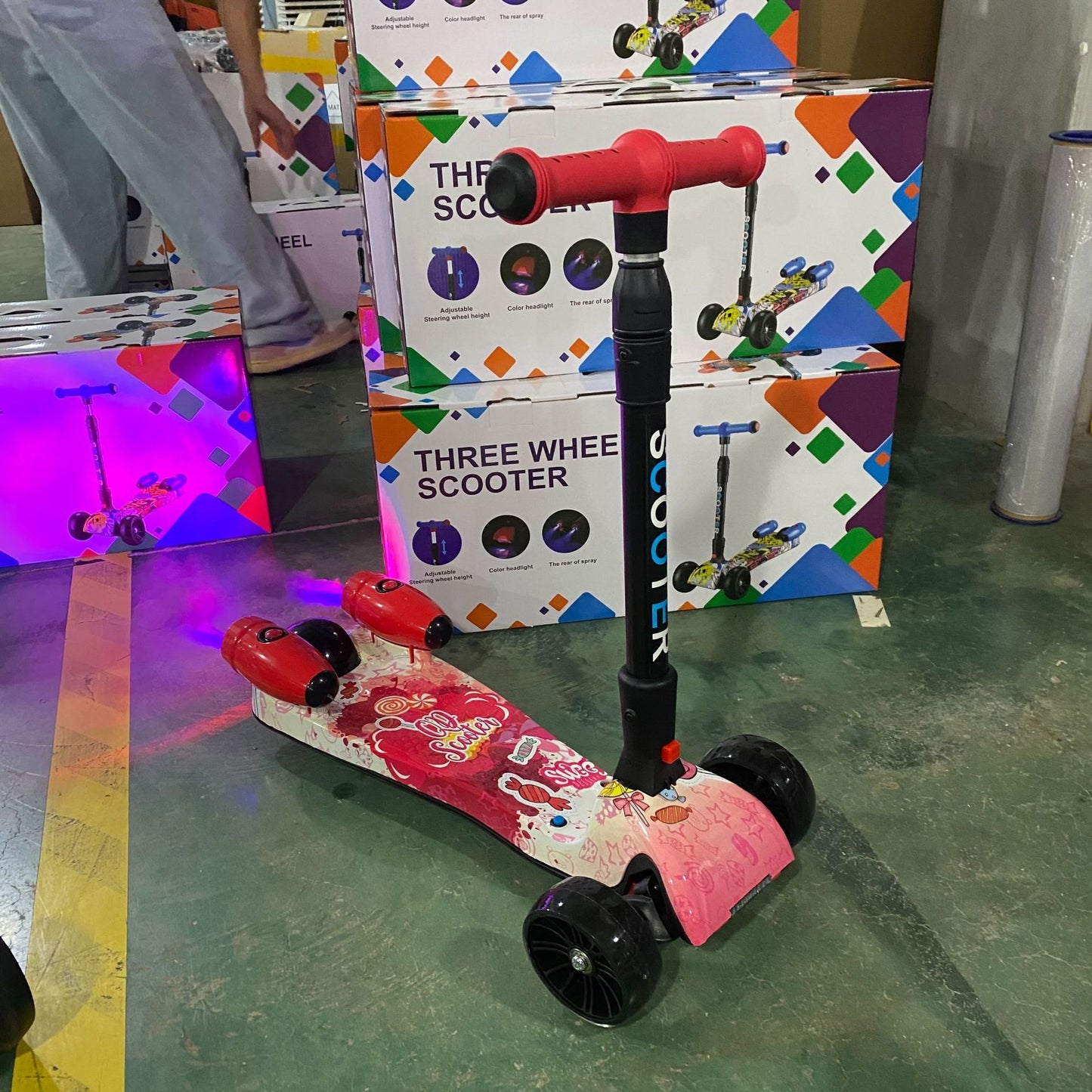 Foldable Kids Electric Scooter with LED Lights