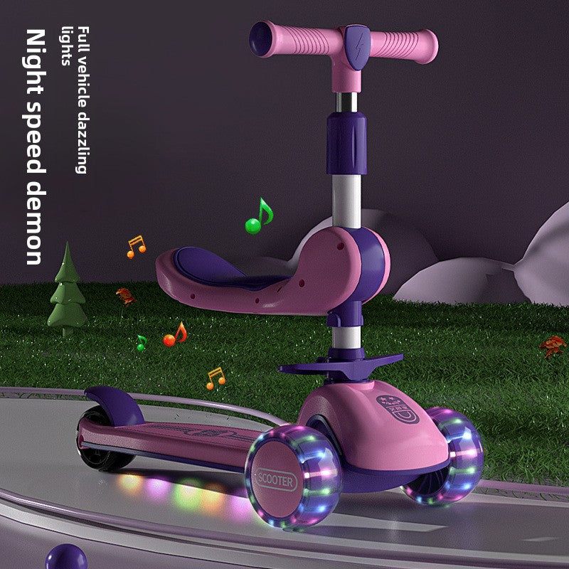 Adjustable Foldable Kids Scooter with LED Wheels